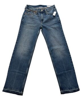 GAP Jeans, NWT, Relaxed Straight-Leg Raw Hem, Size 4, Size 27, Medium Blue Denim
